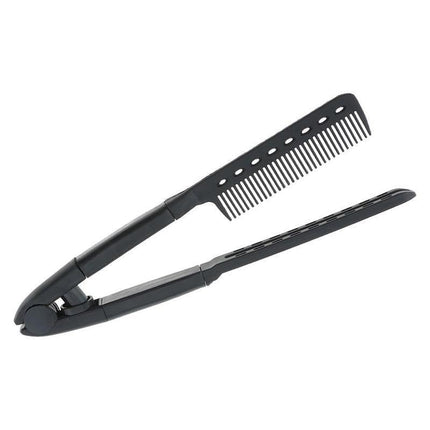 Folding Styling V Comb Hair Straightener Hairdressing Salon Straightening Brush - Aimall