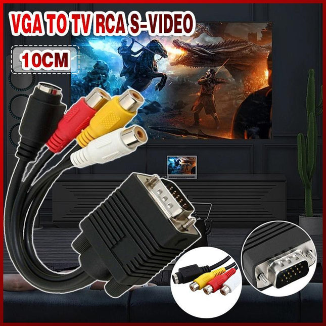 High-Quality PC VGA to S-Video 3RCA TV Converter Cable - Seamless Video Adapter Solution - Aimall