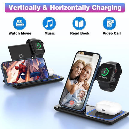 3 in 1 15W Wireless Charger Dock Qi Fast Charging For iPhone Apple Watch - Aimall