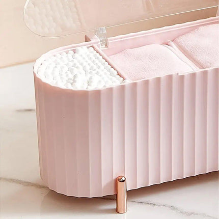 Dustproof Desktop Cosmetic Organizer with Lid Makeup Storage Box for Home Office