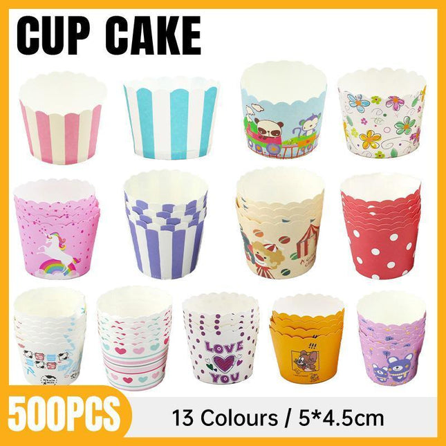 500pcs Colorful Cupcake Muffin Baking Cups Greaseproof Nonstick Paper Liners