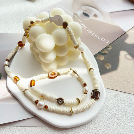 Pepe Wheel Pearl Necklace And Bracelet Set Elegant Jewelry For Women Fashion