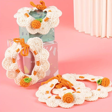 Adjustable Knitted Pet Collar Cute Bib Style for Cats and Small Dogs
