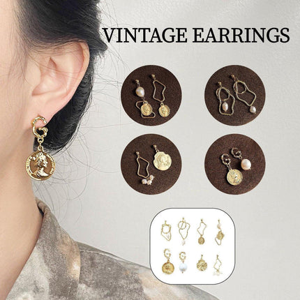 Vintage Baroque Style Imitation Pearl Earrings Women Elegant Fashion Jewelry