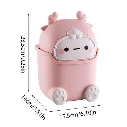Mini Monster Trash Can Desktop Flip Top Garbage Bin Small Plastic Waste Basket