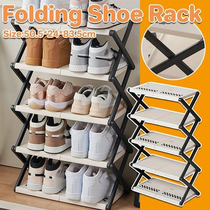 5 Tier Folding Shoe Rack Simple Shoe Storage Organizer for Home and Closet Use