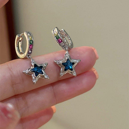 Star Hollow Circle Earrings Elegant Simple Design Fashion Jewelry for Women
