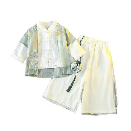 Chinese Traditional Hanfu Autumn Outfit for Boys Girls Festival Costume