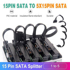 15 Pin SATA Power Y-Splitter Cable Adapter Extension 1 Male to 5 Female For HDD - Aimall