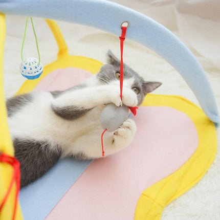 Breathable Pet Hammock Cat Bed with Fun Cartoon Bell Toy Cat Tent Supplies