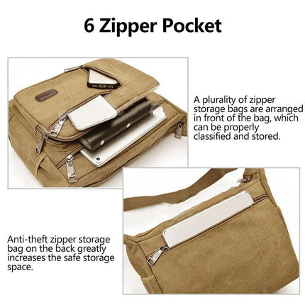 Multi Layer Canvas Crossbody Bag Casual Shoulder Bag for Travel Messenger Bag