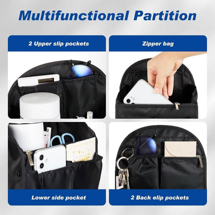 Backpack Liner Organizer Anti-theft Insert Bag For Handbag Travel Cosmetic Bags