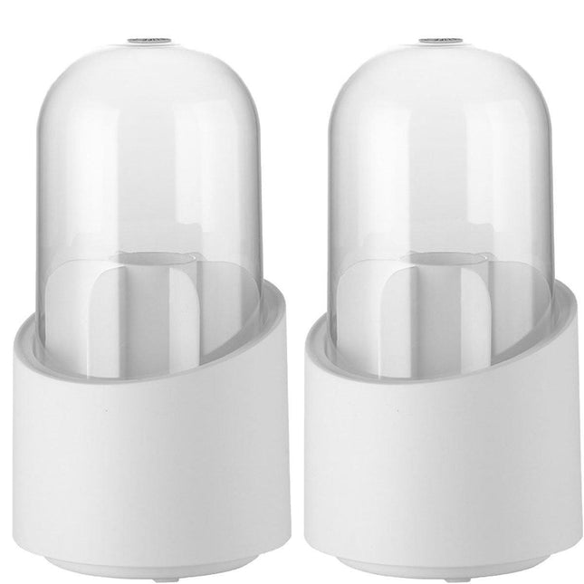 2PCS Large Capacity 360 Degree Rotating Makeup Brush Storage Box Dustproof with Lid