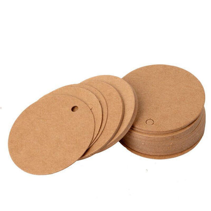 200Pcs Kraft Paper Tags Round 5X5 Cm Brown Card Cardboard Wedding Party Gift Diy - Aimall
