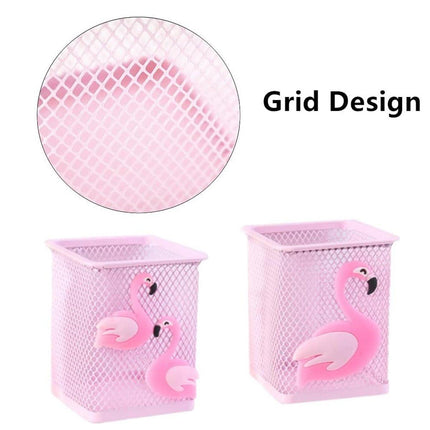 2pcs Cartoon Pink Hollow Mesh Pen Holder Multifunctional Stationery Organizer