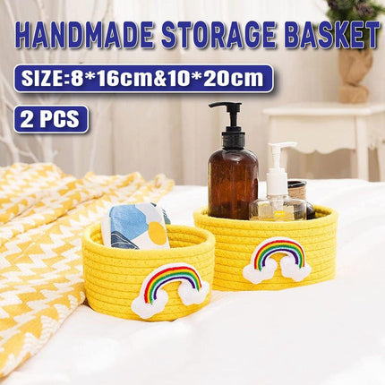 2PCS Handmade Storage Basket Desktop Organizer Placement Basket for Miscellaneou