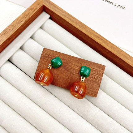 Dark Green Coffee Earrings Vintage Style Jewellery Women Girls Fashion