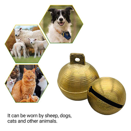 2PCS Small Brass Bell Cow Horse Sheep Grazing Copper Bells Loud Copper Bells Pet