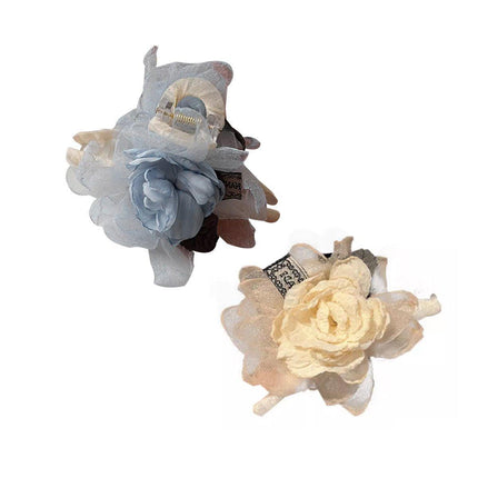 Flower Tulle Hair Clips Large Hair Pins Hairgrips Claw Clips for Hair Women - Aimall
