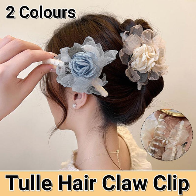 Flower Tulle Hair Clips Large Hair Pins Hairgrips Claw Clips for Hair Women - Aimall