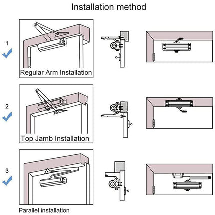Hydraulic Door Closer Automatic Adjustable Spring Auto Closing 45-65kg Aluminum - Aimall