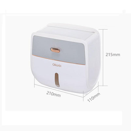 Wall-Mounted Toilet Tissue Paper Roll Holder Storage Box No punching Waterproof