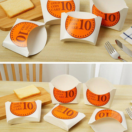 100pcs Collapsible Gold Coin Bread Packing Boxes for Bakery Gift Packaging