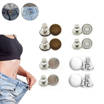 8X Button Pins For Jeans Pants No Sew Instant Adjustable Jean Button Replacement - Aimall