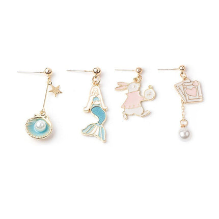 Geometric Cartoon Earrings Cute Fun Fashion Jewelry Gift for Daily Wear