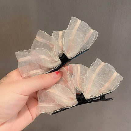 2PCS Women Hair Clip Side Bow Knot Barrettes Hairpin Party Headdress Gifts Lace - Aimall