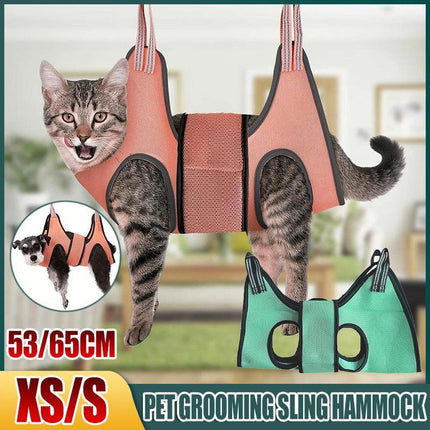 Small Pet Grooming Sling Hammock Dog Cat Restraint Bag Bathing Trimming NailCare Light Green - Aimall