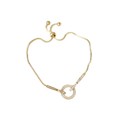 Luxury Zircon Rhinestone Round Bangle Bracelet for Women