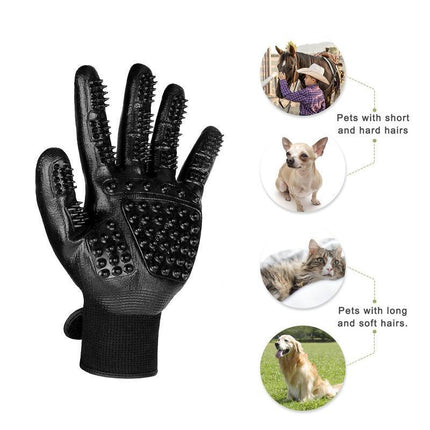 1Pair Horse Pet Dog Grooming Gloves Brush Hair Remover Shedding Massage Cleaner - Aimall