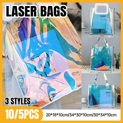 Clear PVC Tote Bag Transparent Laser Jelly Bag Plastic TPU Handbag for Women