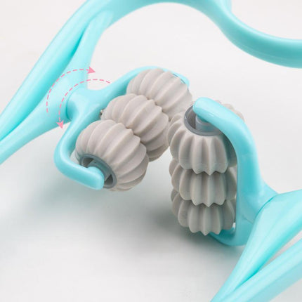 Hand 6-Roller Neck Shoulder Massager Trigger Point Pressure Pain Fatigue Relieve - Aimall