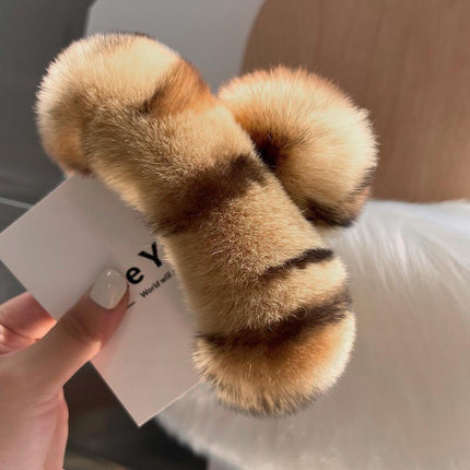 Large Plush Hair Claw Imitation Fur Big Shark Clip Faux Rabbit Fur Hair Clip - Aimall
