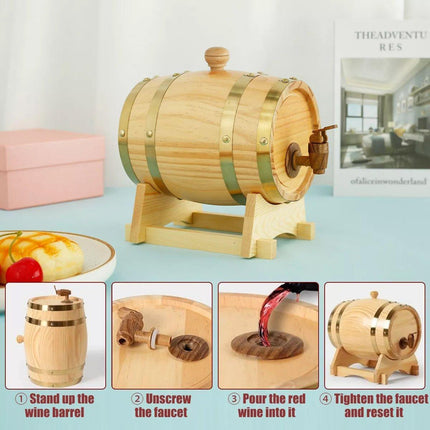 5L Wooden Wine Barrel Whiskey Rum Beer Spirits Storage Brewing Cask Vintage