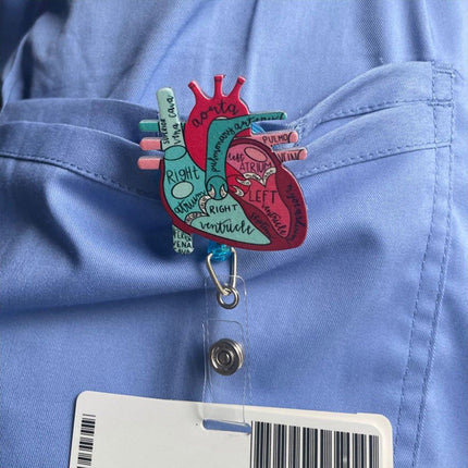 3PCS Nurse Medical Heart Shaped Student ID Badge Tag Easy Closure Lanyard Holder