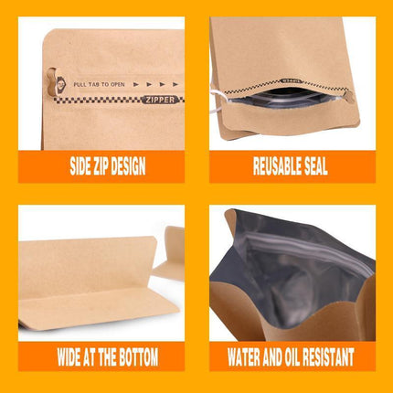 100 x STAND UP POUCHES MYLAR FOIL BAG HEAT SEAL FOOD GRADE ZIP LOCK BAG Black - Aimall
