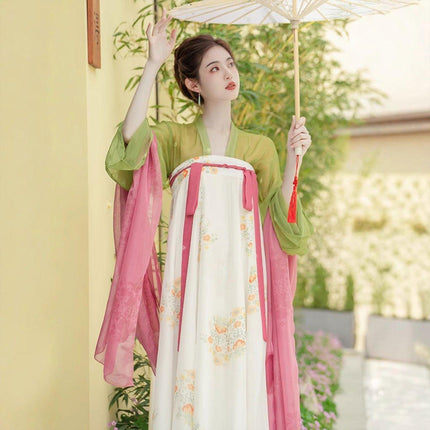 Women Chinese Style Hanfu Tea Dress Guofeng Tang Inspired Chest-length Dress