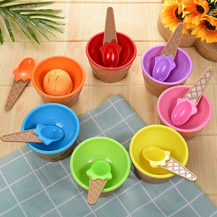 7Pc Set Colourful Ice Cream Cups and Bowls with Spoons Dessert Gift Set