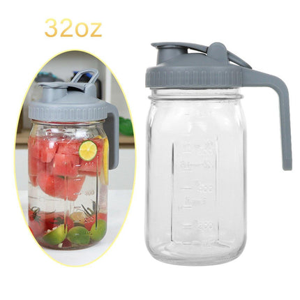 32oz Mason Jar with Lid Carrying Handle Airtight Glass Jar for Drinks or Storage