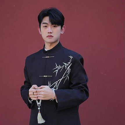 Chinese Tang Suit Jacket Mens Traditional Republic Style Mandarin Collar Coat