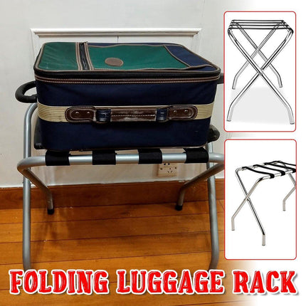Stainless Steel Foldable Luggage Rack Hotel Room Portable Shelf Suitcase Holder
