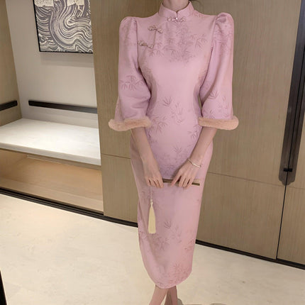 Pink New Elegant Cheongsam Qipao Chinese Traditional Modified Dress Women Fashion - Aimall