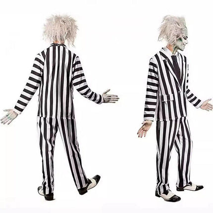 Archmage Cos Suit Beetle Sauce Michael Keaton Black And White Striped Suit Cosplay Halloween Suit