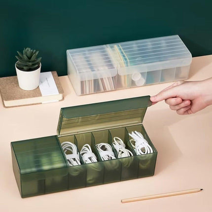 Data Cable Storage Box with Cover Organizer for Cables Chargers and Accessories