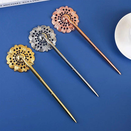 6pcs Black Ballpoint Pen Set Plum Blossom Base Office Desk Signature Writing Pen