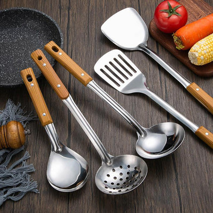 5pcs Stainless Steel Spatula Soup Spoon Kitchenware Set for Household Cooking