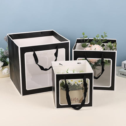 20PCS Open Window for Flower Doll Wedding Gift Transparent Square Packaging Bag
